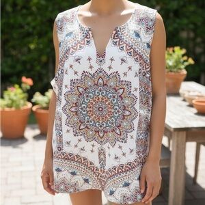 Verse women’s XL sleeveless beautiful Boho mandala print blouse top shirt